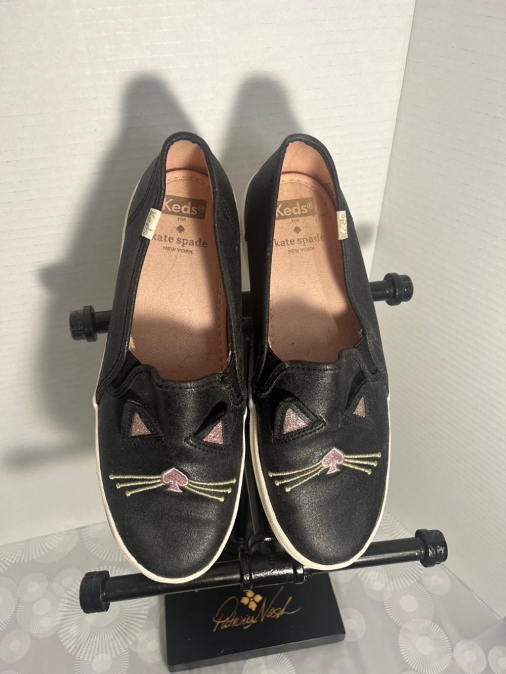 kate spade Black Kids Cat Face Slip-On Sneakers